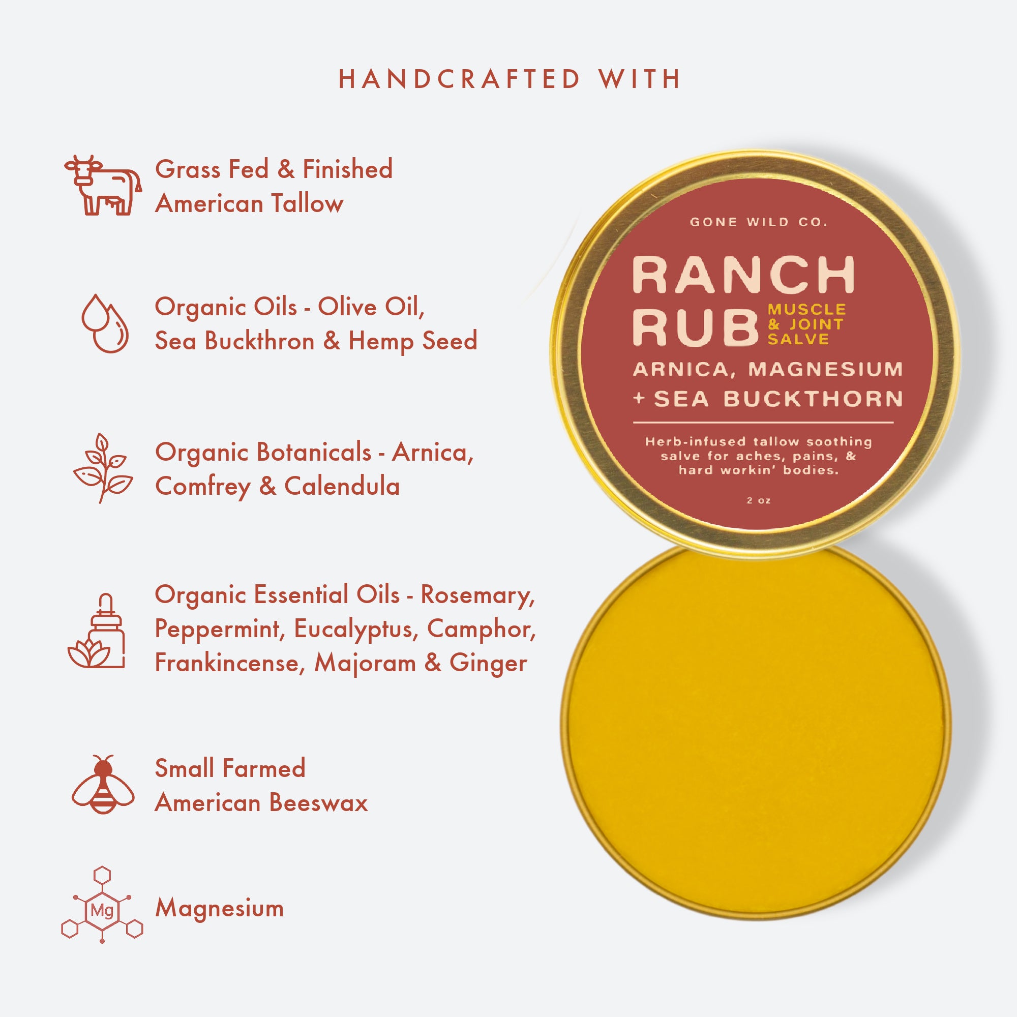 RANCH RUB - MUSCLE & JOINT RELIEF TALLOW SALVE WITH ARNICA & MAGNESIUM