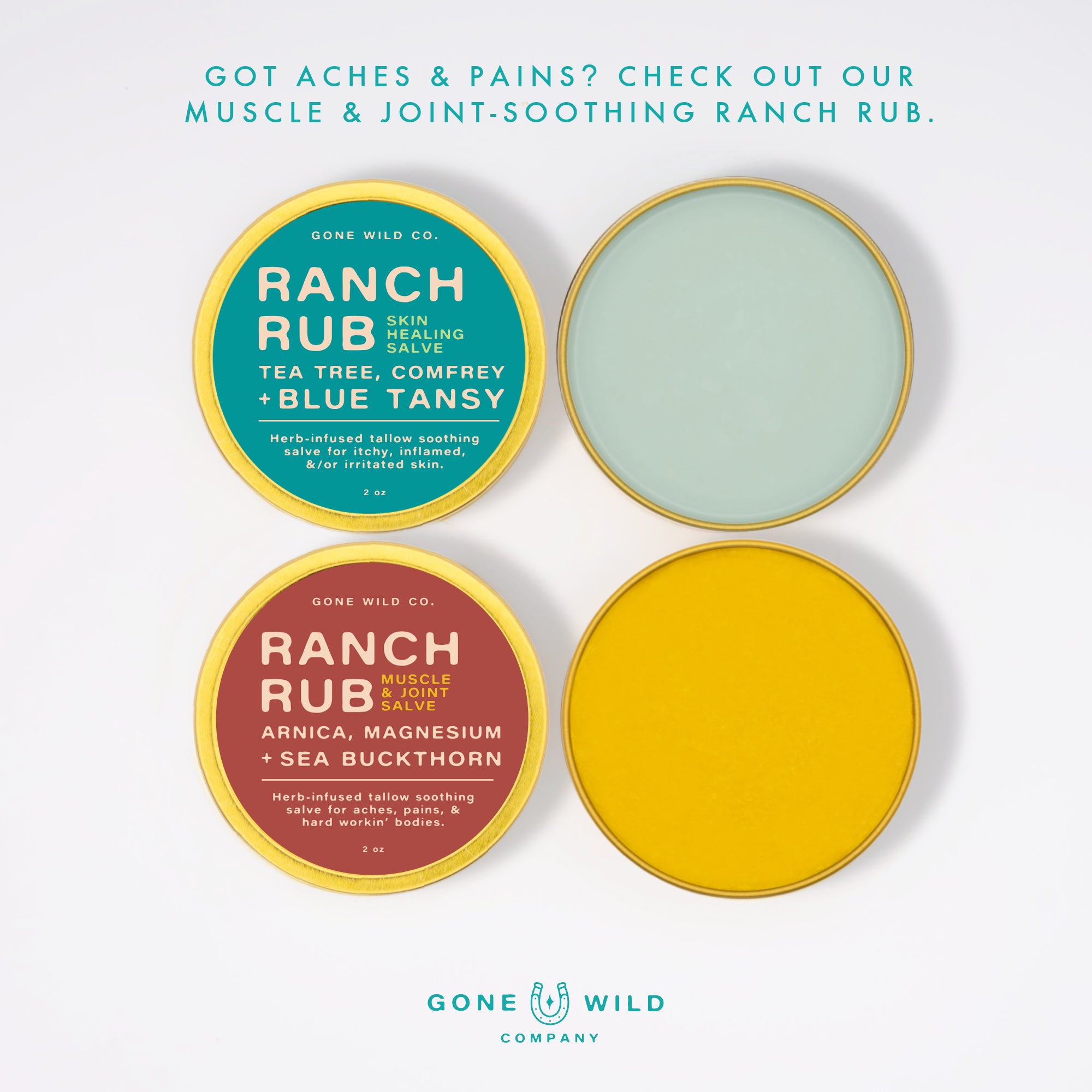 RANCH RUB - SKIN HEALING TALLOW SALVE WITH BLUE TANSEY, COMFREY & TEA TREE