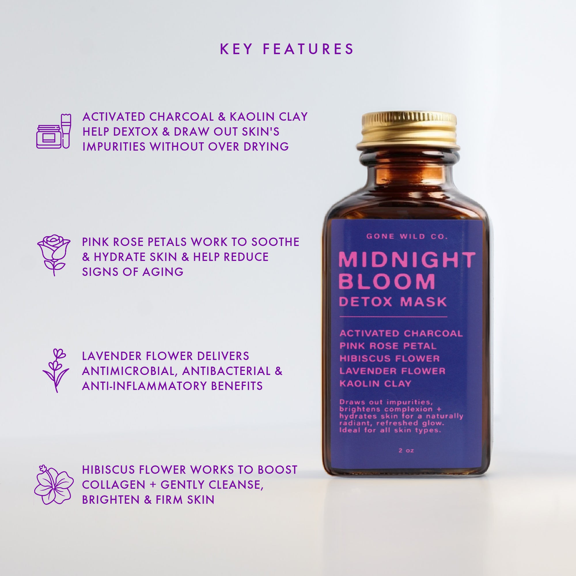 MIDNIGHT BLOOM ACTIVATED CHARCOAL DETOX MASK WITH HIBISCUS