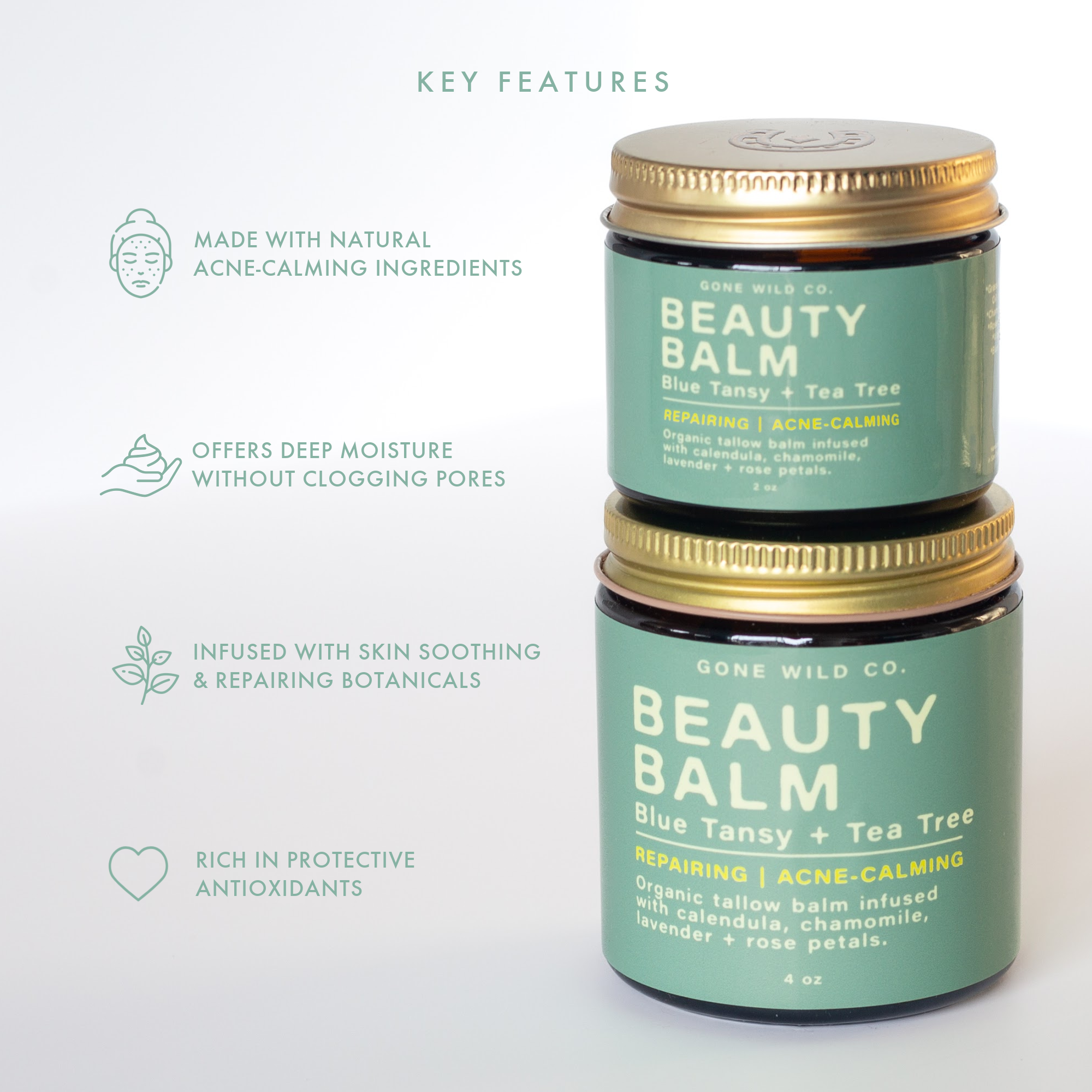 ACNE-CALMING + REPAIRING TALLOW BEAUTY BALM WITH BLUE TANSY & TEA TREE