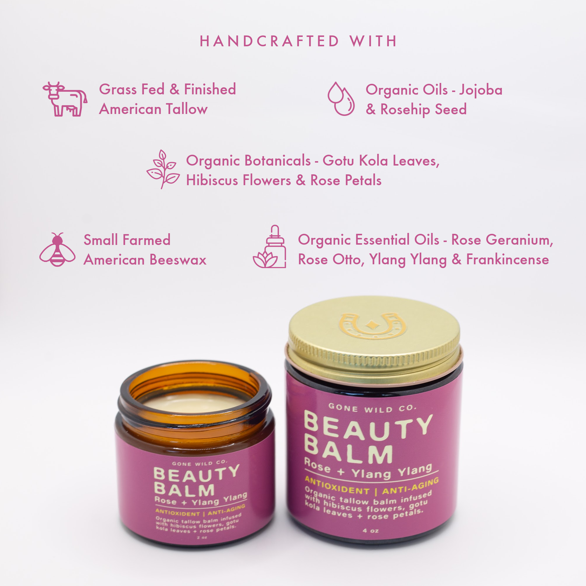 ANTI-AGING + ANTIOXIDANT TALLOW BEAUTY BALM WITH ROSE & YLANG YLANG