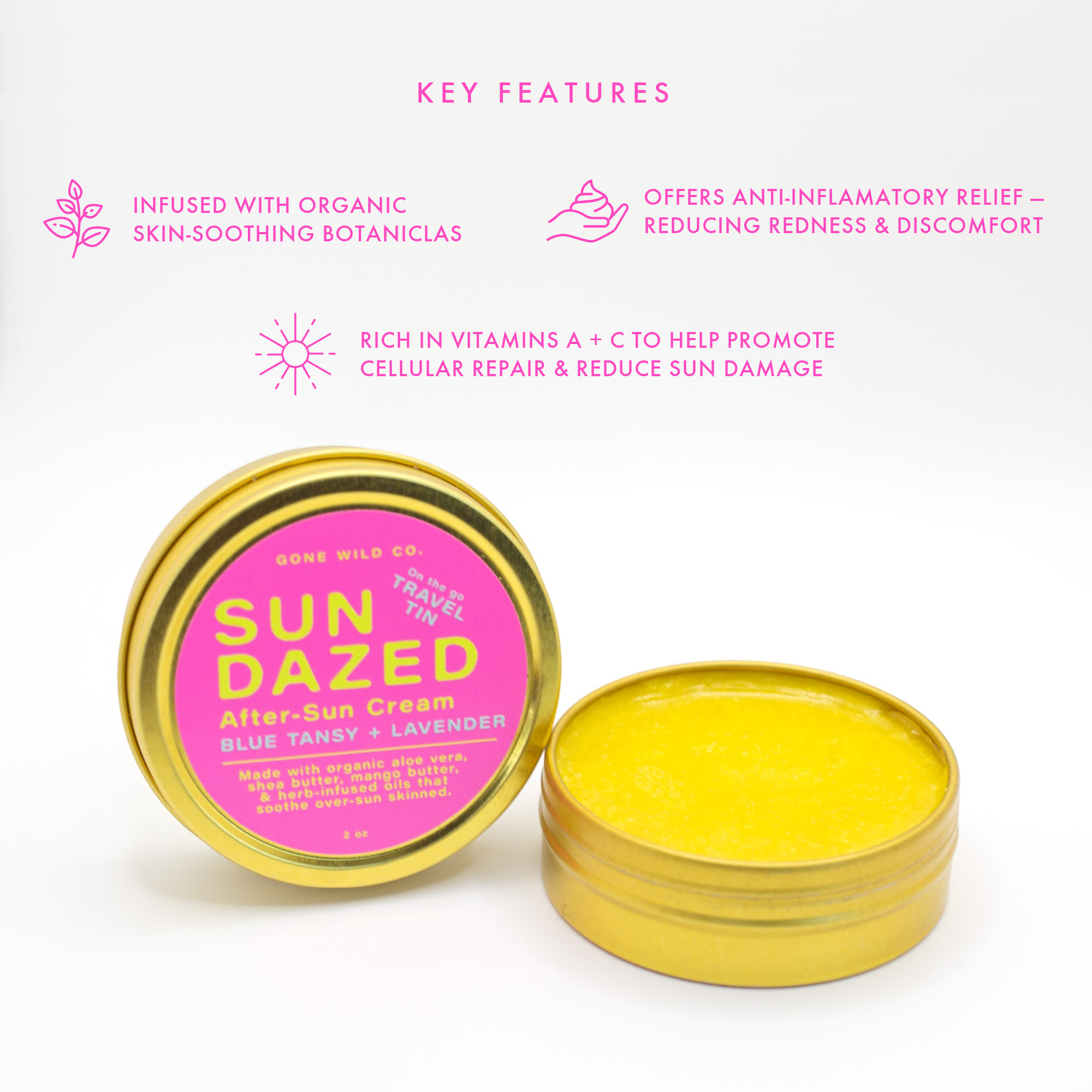 SUN DAZED AFTER-SUN CREAM WITH ALOE, BLUE TANSY + LAVENDER